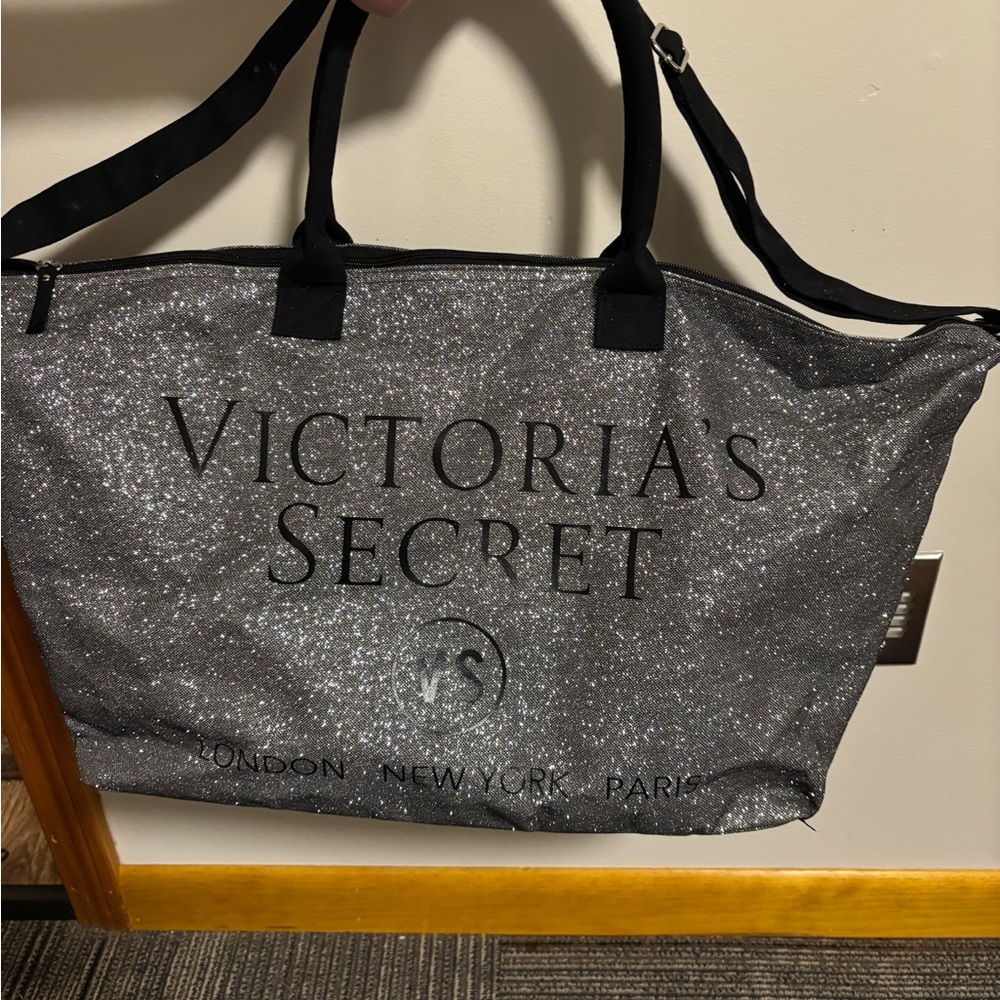 Victoria's Secret Gray Glitter Tote Bag